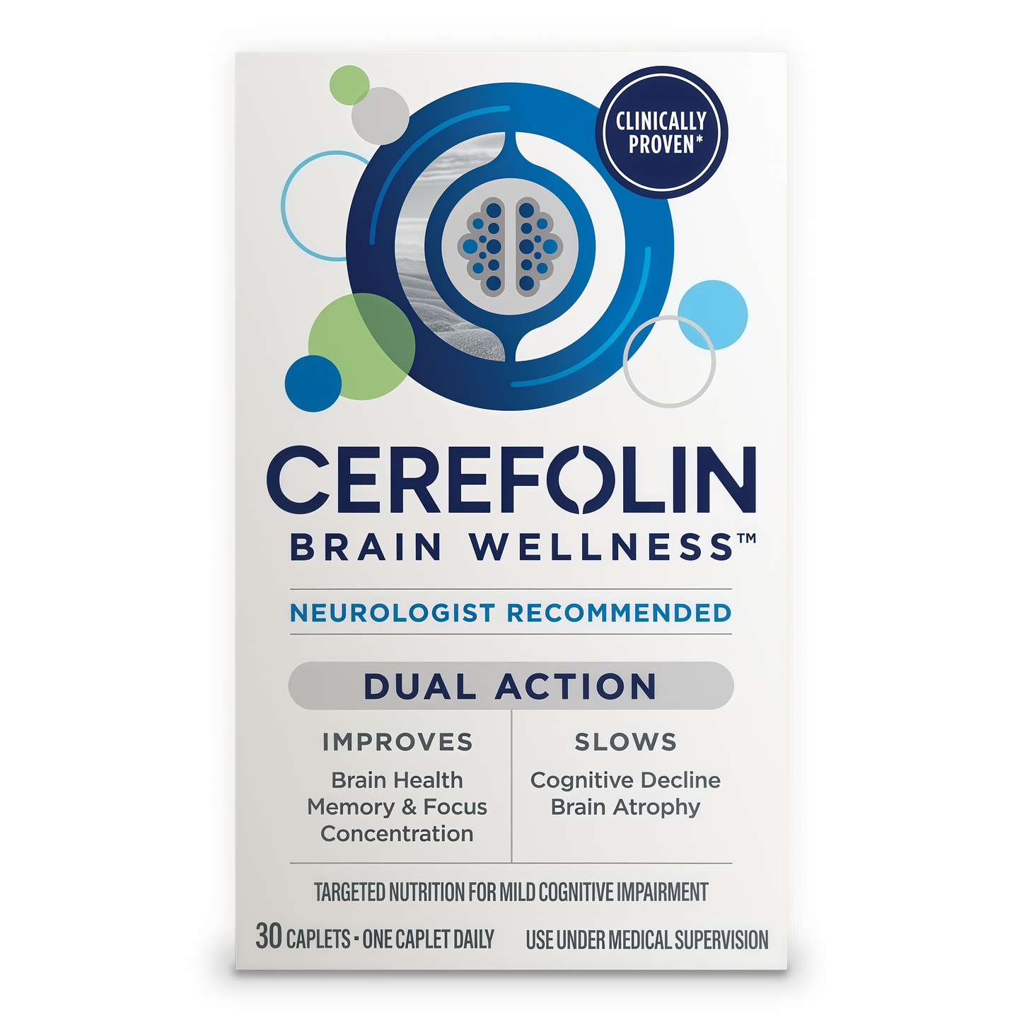 Cerefolin Brain Wellness, Targeted Nutrition for Cognitive Support, Improves Memory, Focus & Concentration, L-Methylfolate, NAC, B12, Neurologist Recommended (30 Count)